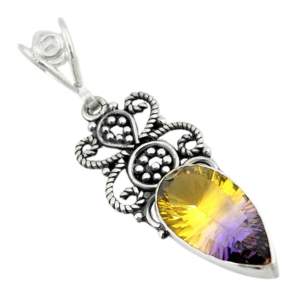 Multi color ametrine (lab) pear 925 sterling silver pendant jewelry d8327