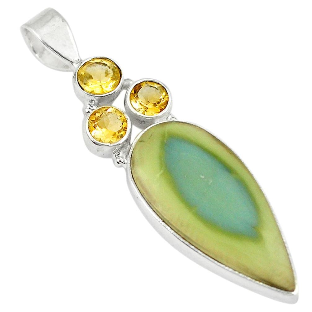 925 sterling silver natural green imperial jasper citrine pendant jewelry d8572