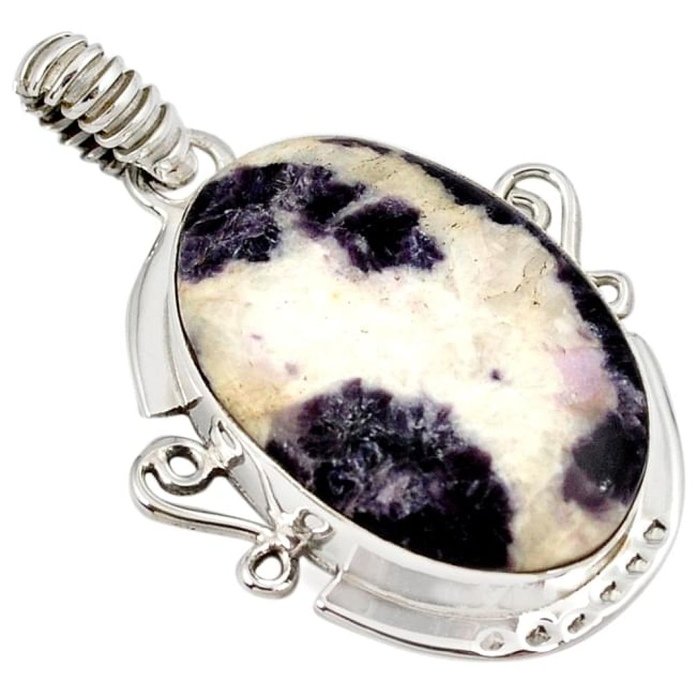 Natural purple chevron amethyst 925 sterling silver pendant jewelry j18743