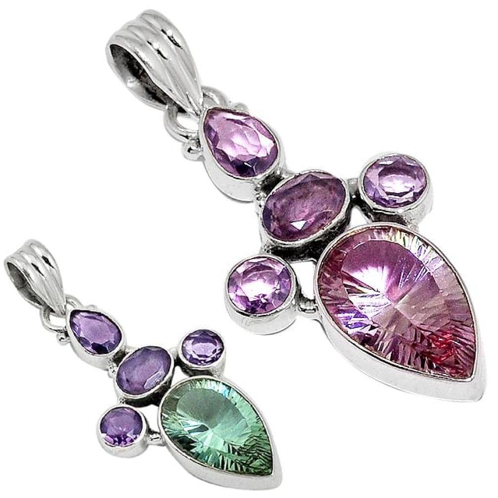 Purple alexandrite (lab) amethyst 925 sterling silver pendant jewelry j37799