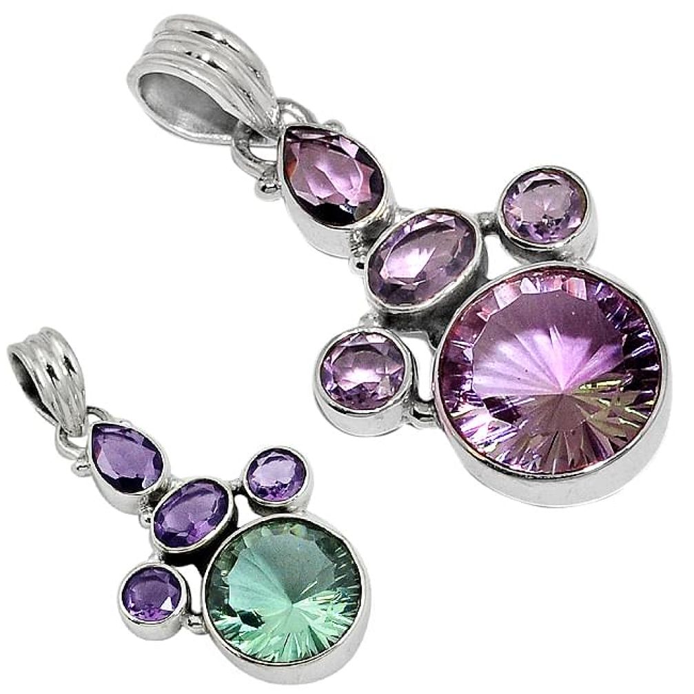 Purple alexandrite (lab) amethyst 925 sterling silver pendant jewelry j37800