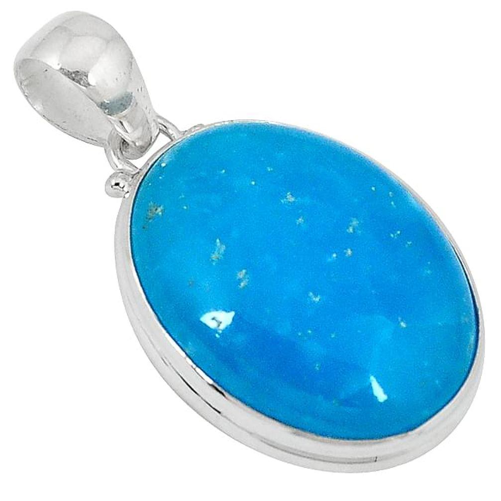 925 sterling silver blue smithsonite oval pendant jewelry j39322