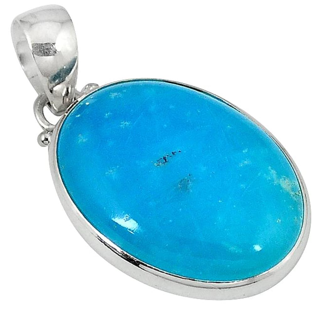 Blue smithsonite oval 925 sterling silver pendant jewelry j39326