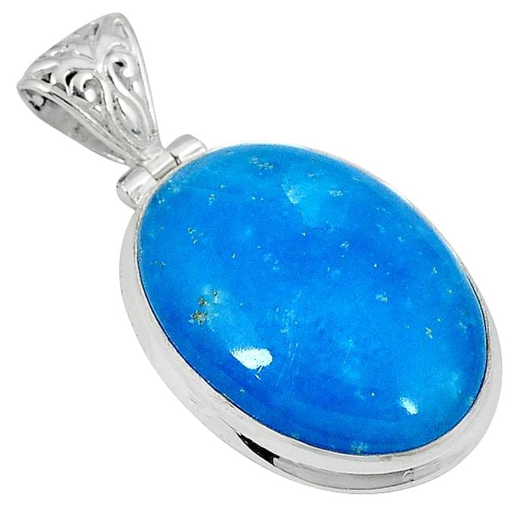 925 sterling silver blue smithsonite oval pendant jewelry j39328