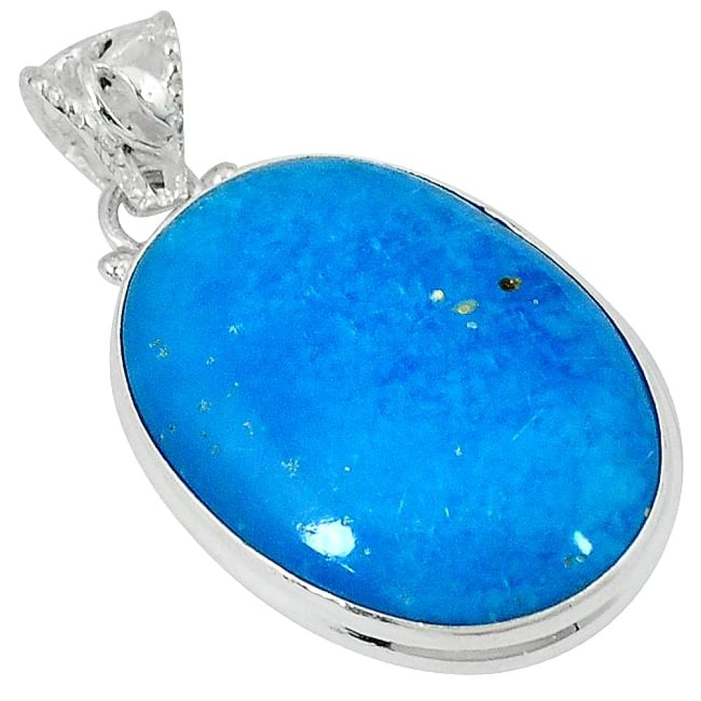 Blue smithsonite oval shape 925 sterling silver pendant jewelry j39330