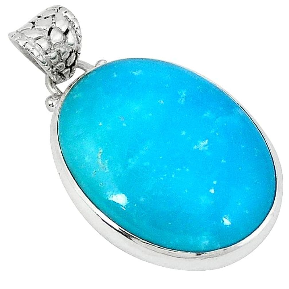 Blue smithsonite oval shape 925 sterling silver pendant jewelry j39334