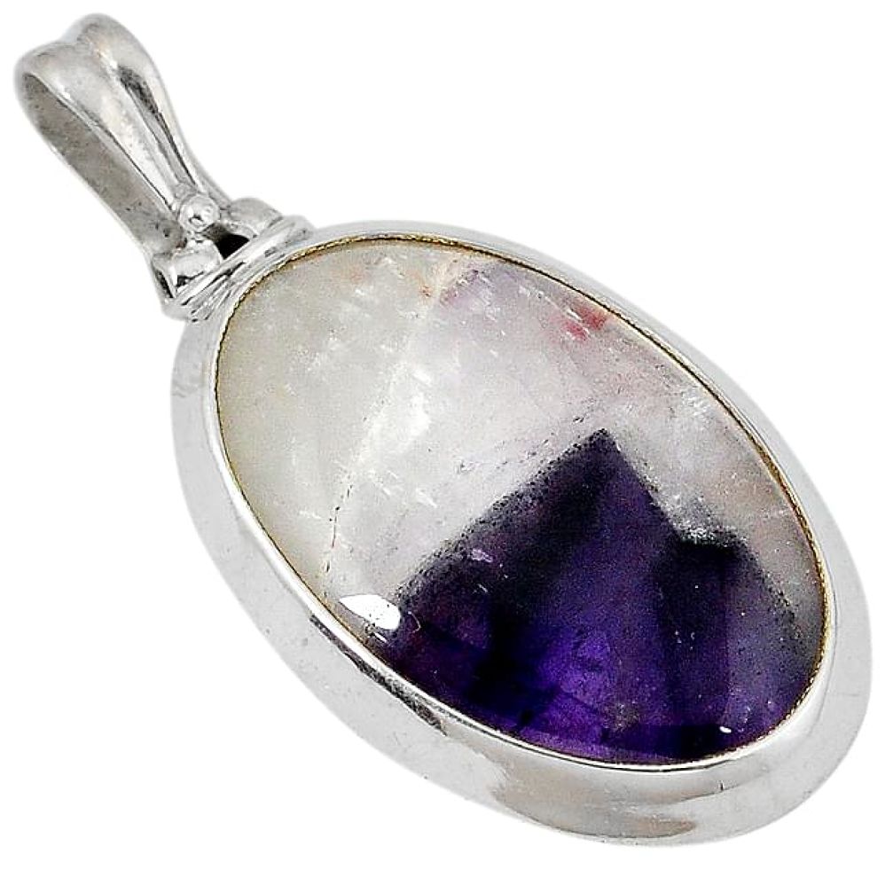 Natural purple chevron amethyst 925 sterling silver pendant jewelry j39632