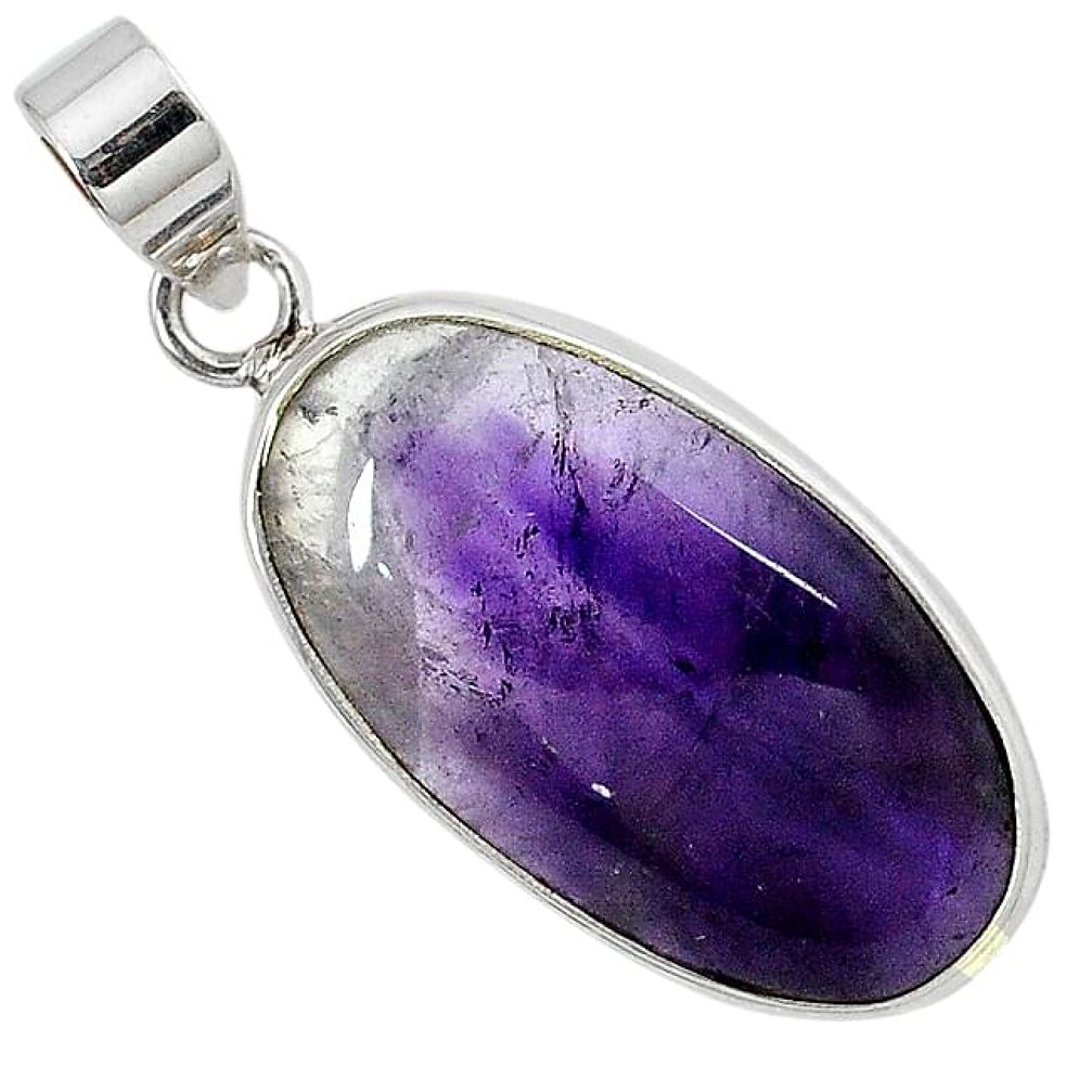 925 sterling silver natural purple chevron amethyst pendant jewelry j39633