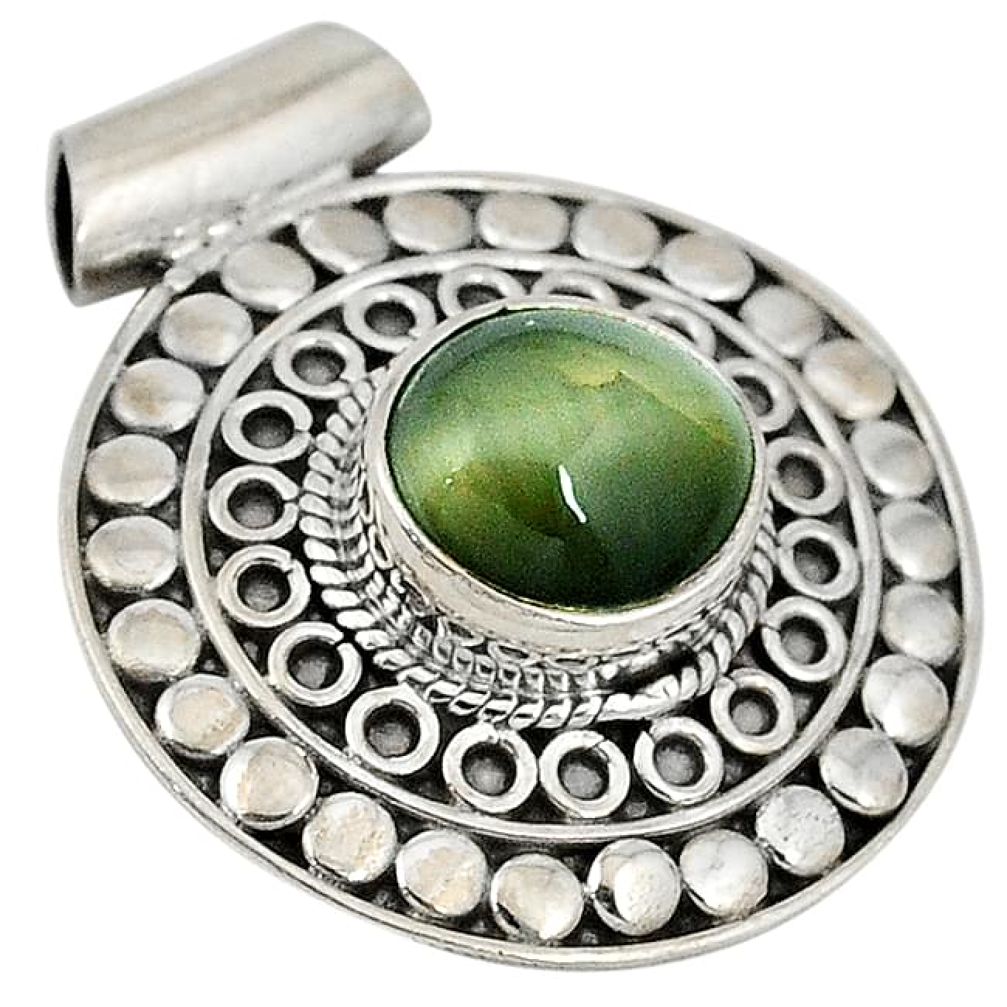 925 sterling silver green cats eye oval shape pendant jewelry j41915