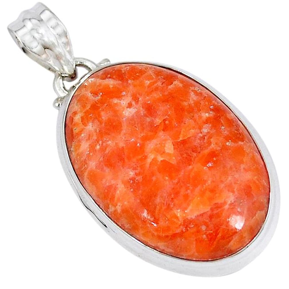 Natural orange calcite 925 sterling silver pendant jewelry j50167