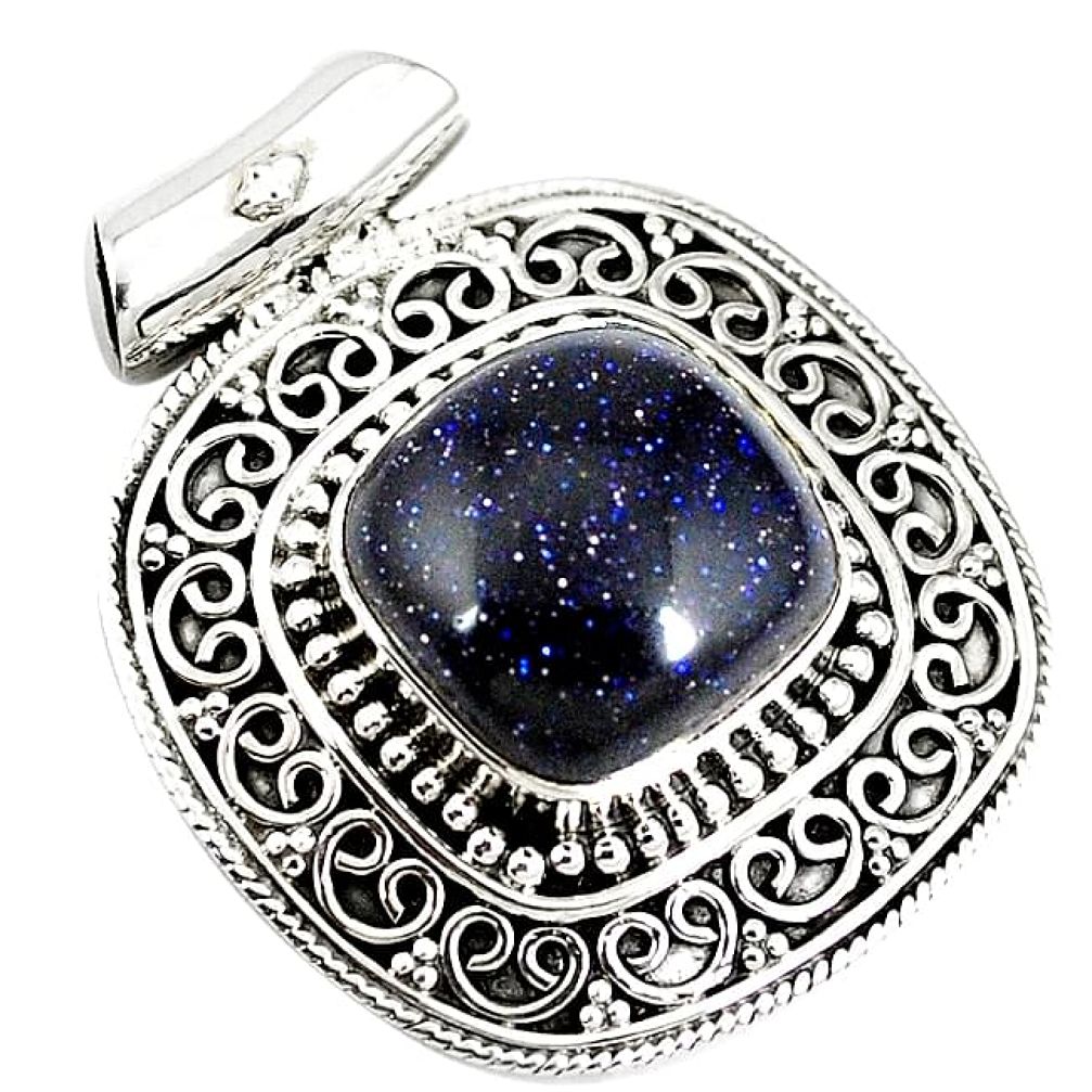 925 sterling silver natural blue goldstone pendant jewelry j50663