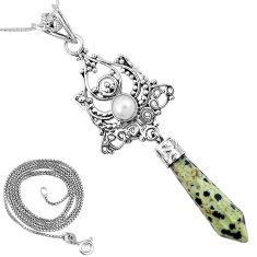 Natural brown dalmatian pearl 925 silver 18' chain pendant jewelry j53454