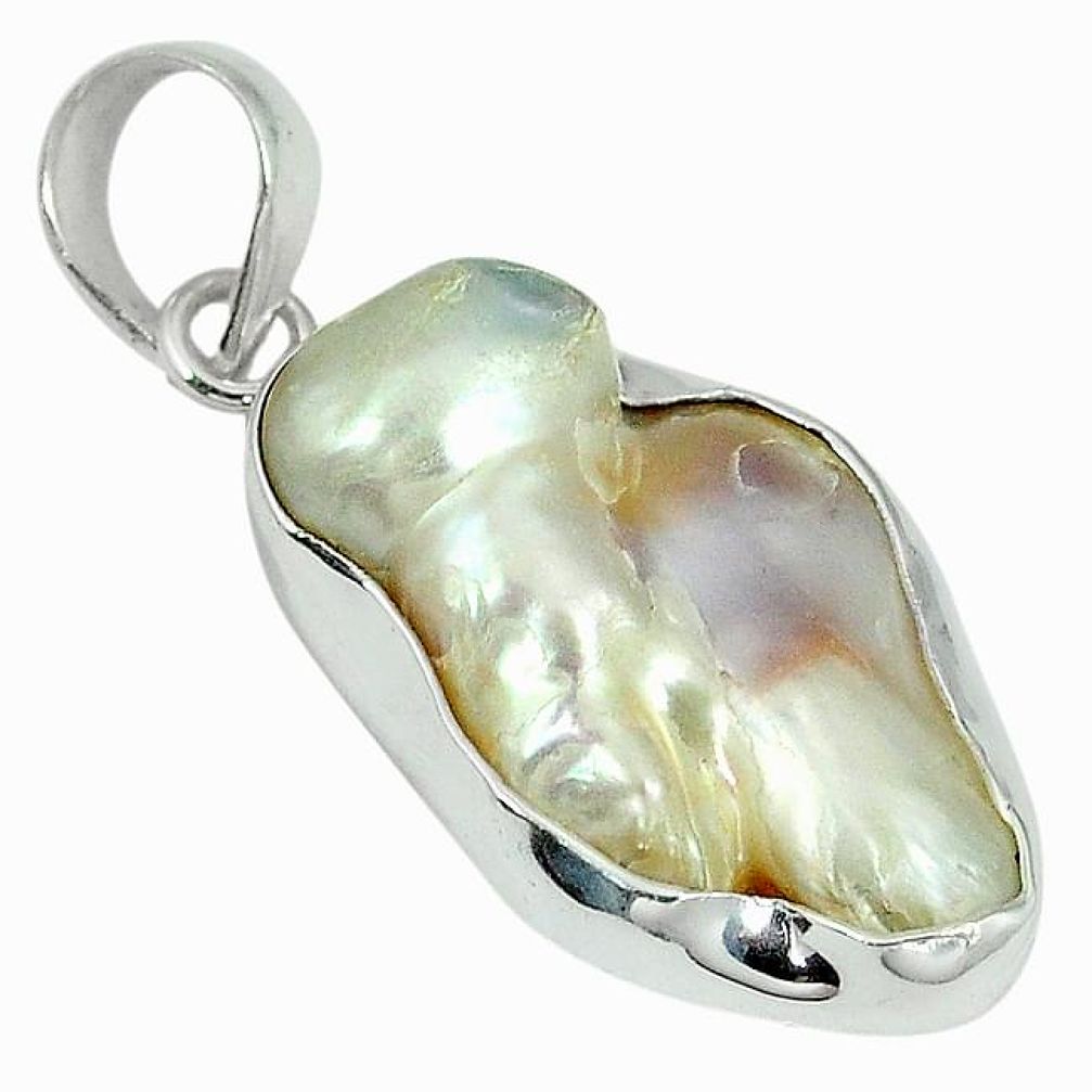 Natural white mother of pearl fancy 925 sterling silver pendant jewelry k10302