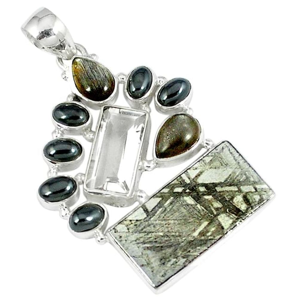 925 silver grey meteorite moonstone titanium pearl topaz pendant jewelry k27377