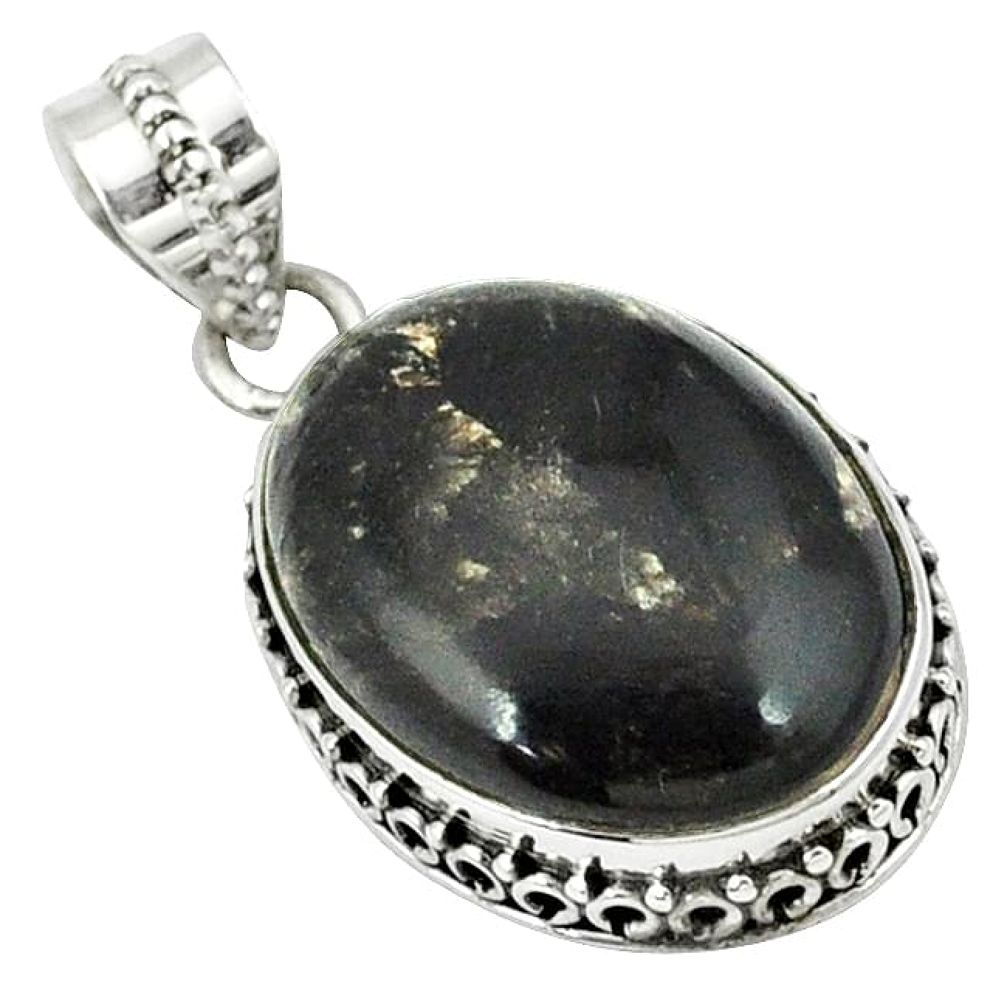 Natural golden seraphinite (russian) 925 sterling silver pendant jewelry k33777
