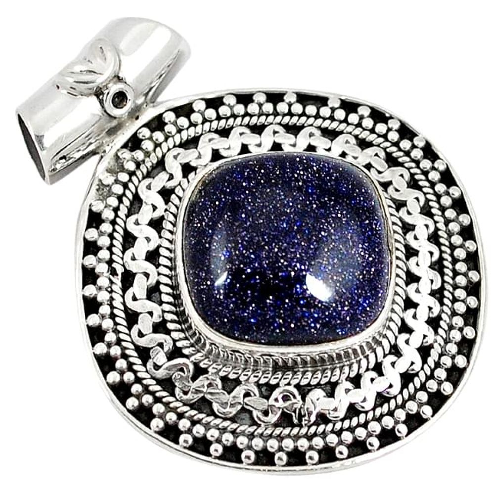 Natural blue goldstone 925 sterling silver pendant jewelry k37493