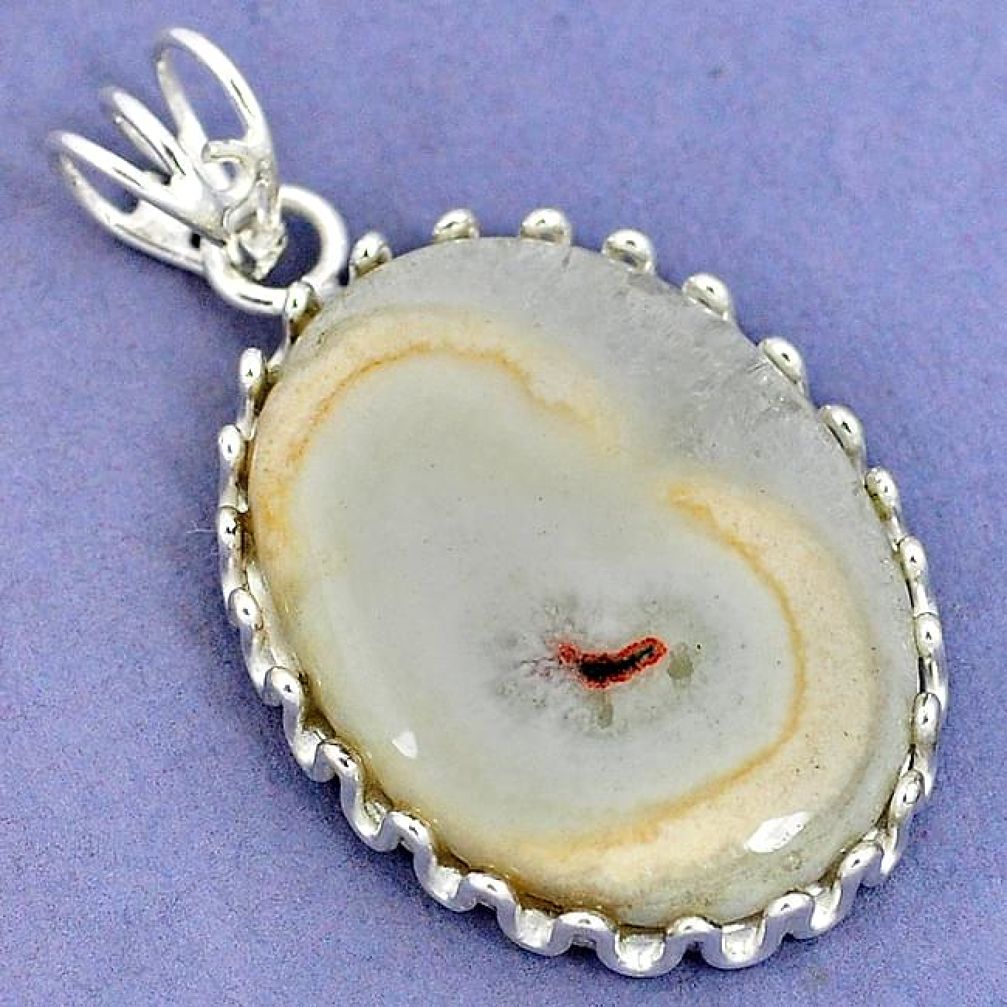 Natural white solar eye oval 925 sterling silver pendant jewelry k37555
