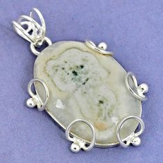 925 sterling silver natural white solar eye oval pendant jewelry k37558