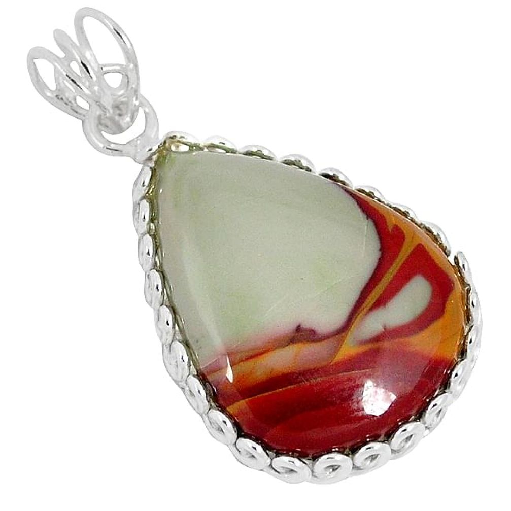 Natural brown noreena jasper pear 925 sterling silver pendant jewelry k37587