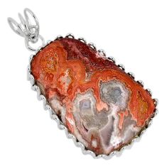 Natural orange poppy jasper 925 sterling silver pendant jewelry k37594