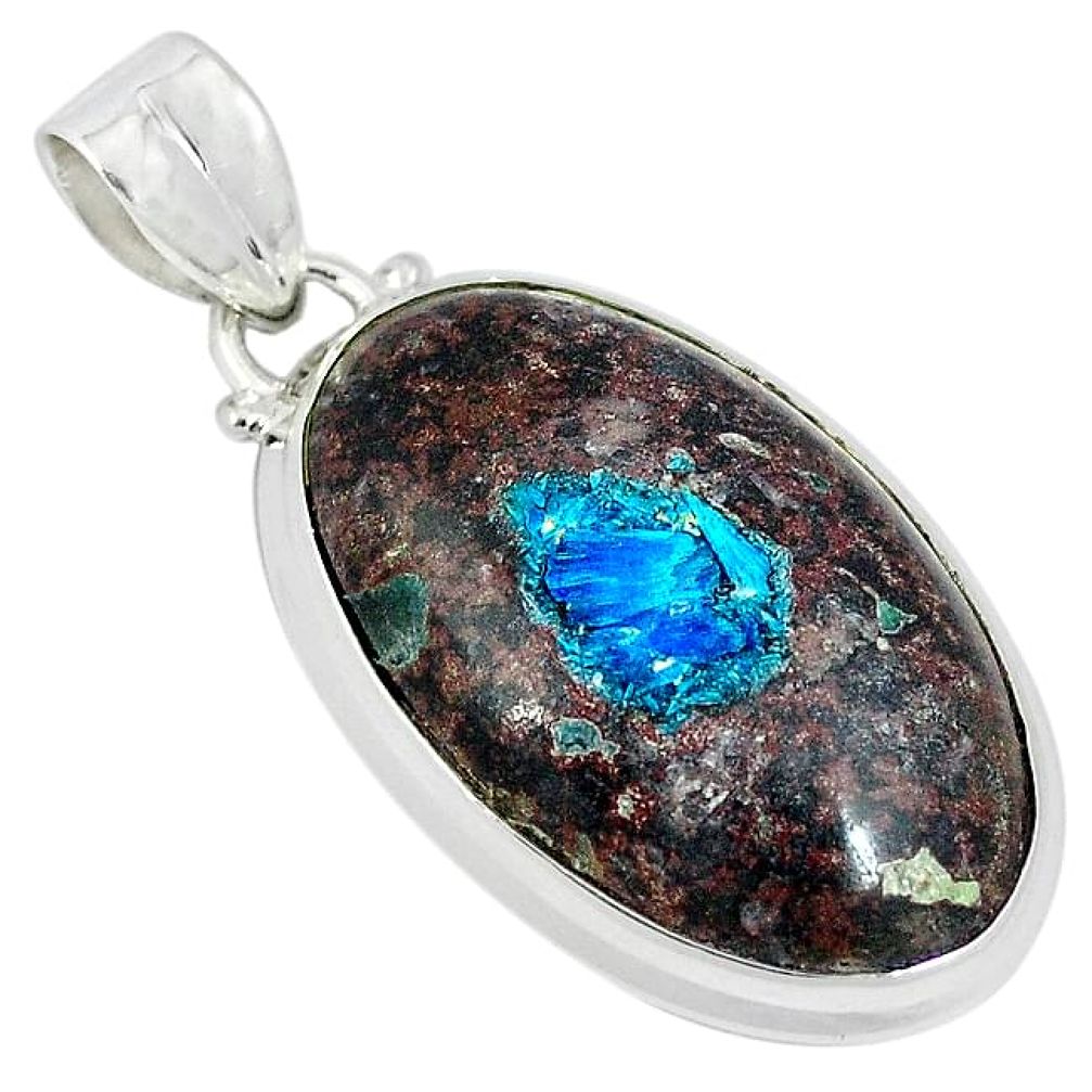 Natural blue cavansite 925 sterling silver pendant jewelry k38904