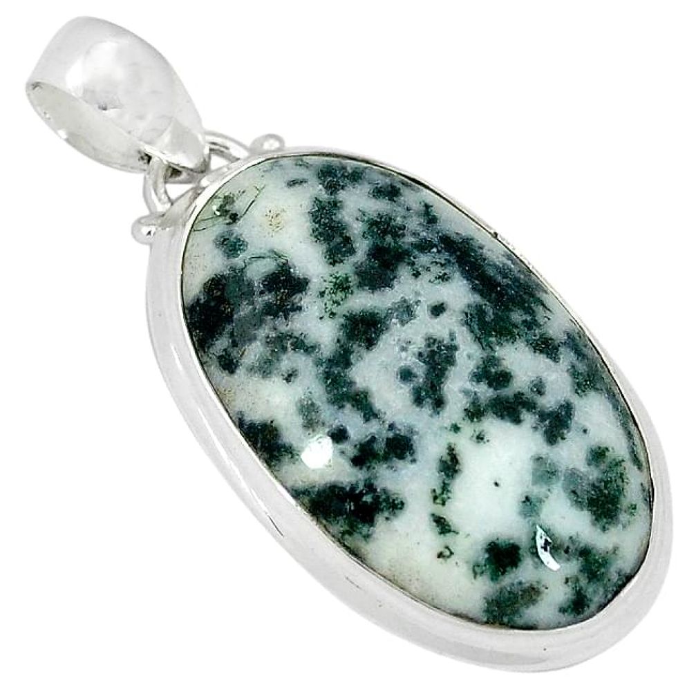 Natural white tree agate 925 sterling silver pendant jewelry k38931