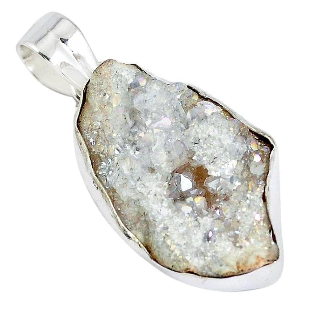 Natural multi color sunshine druzy 925 sterling silver pendant jewelry k40611