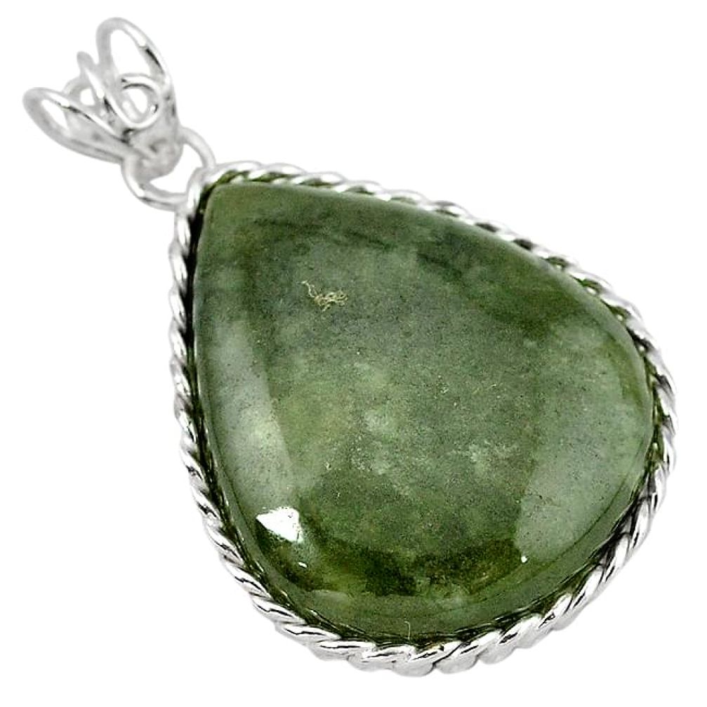 Natural green serpentine 925 sterling silver pendant jewelry k40961