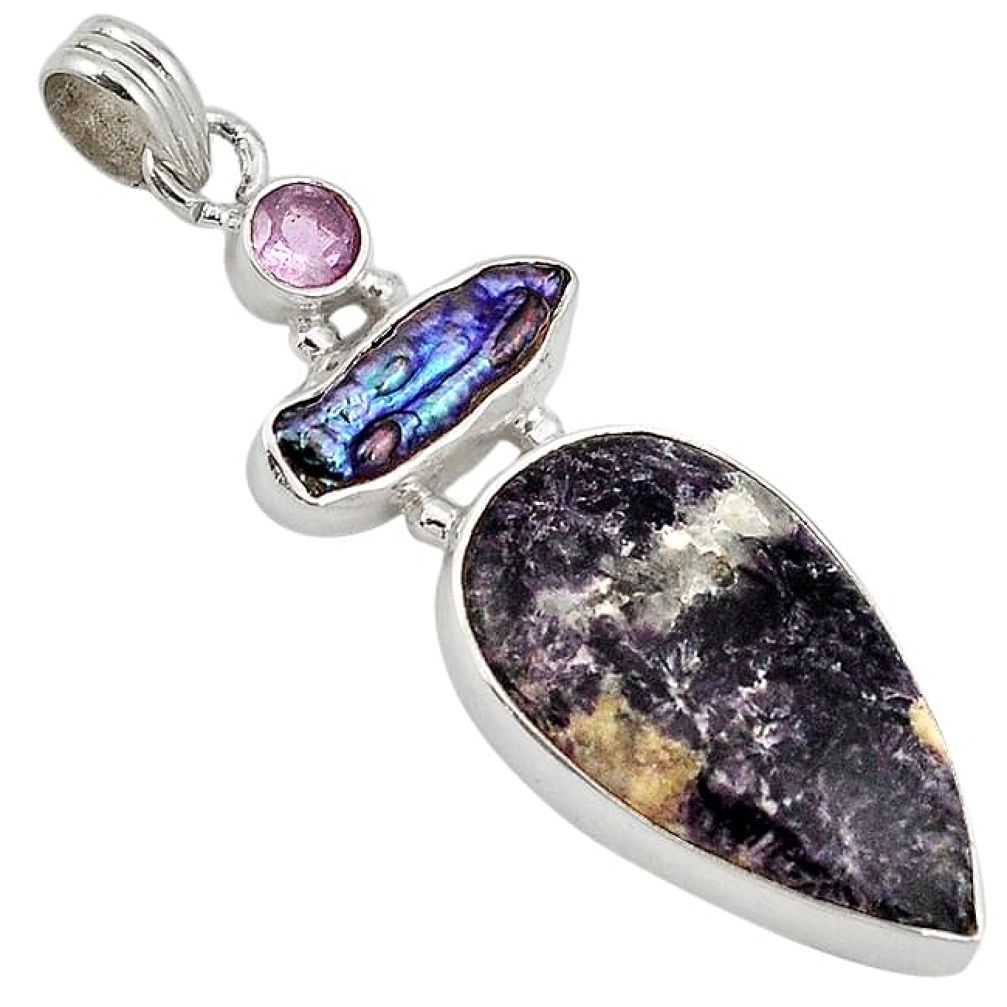 Natural purple chevron amethyst amethyst 925 sterling silver pendant k4892