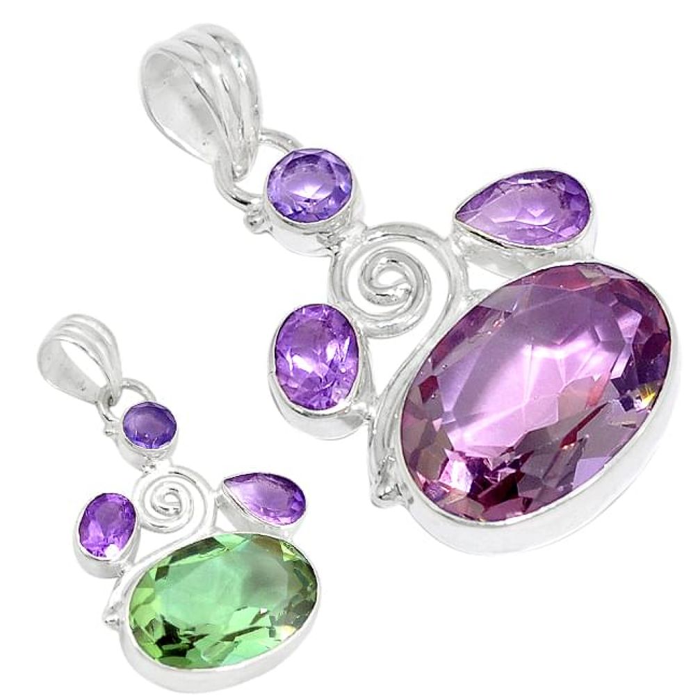 Purple alexandrite (lab) amethyst 925 sterling silver pendant k53852