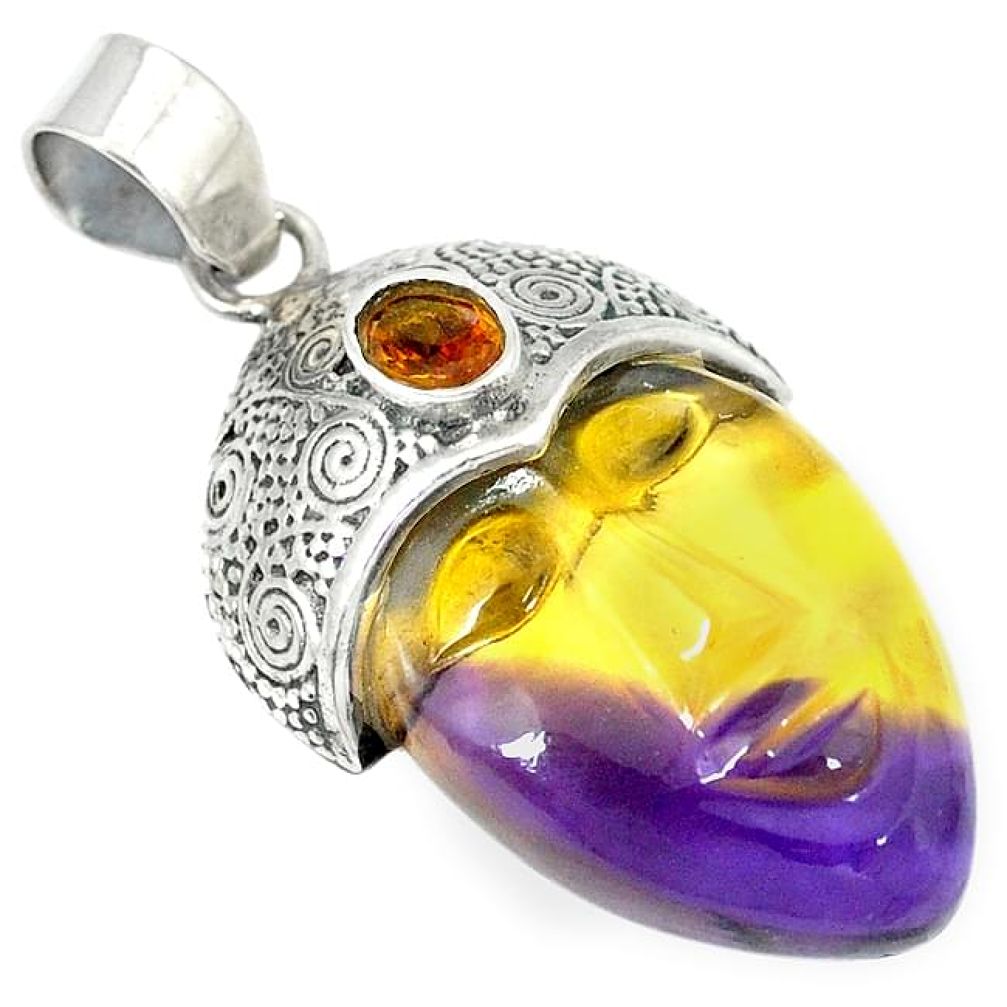 Multicolor ametrine (lab) yellow citrine 925 sterling silver pendant k54002