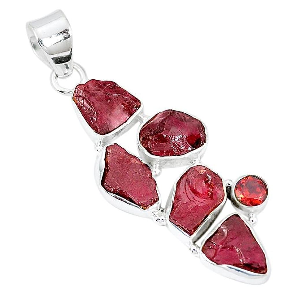 Natural red garnet rough garnet 925 sterling silver pendant k55622