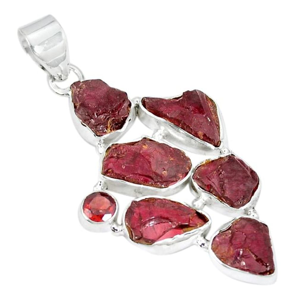 925 sterling silver natural red garnet rough garnet pendant jewelry k55624