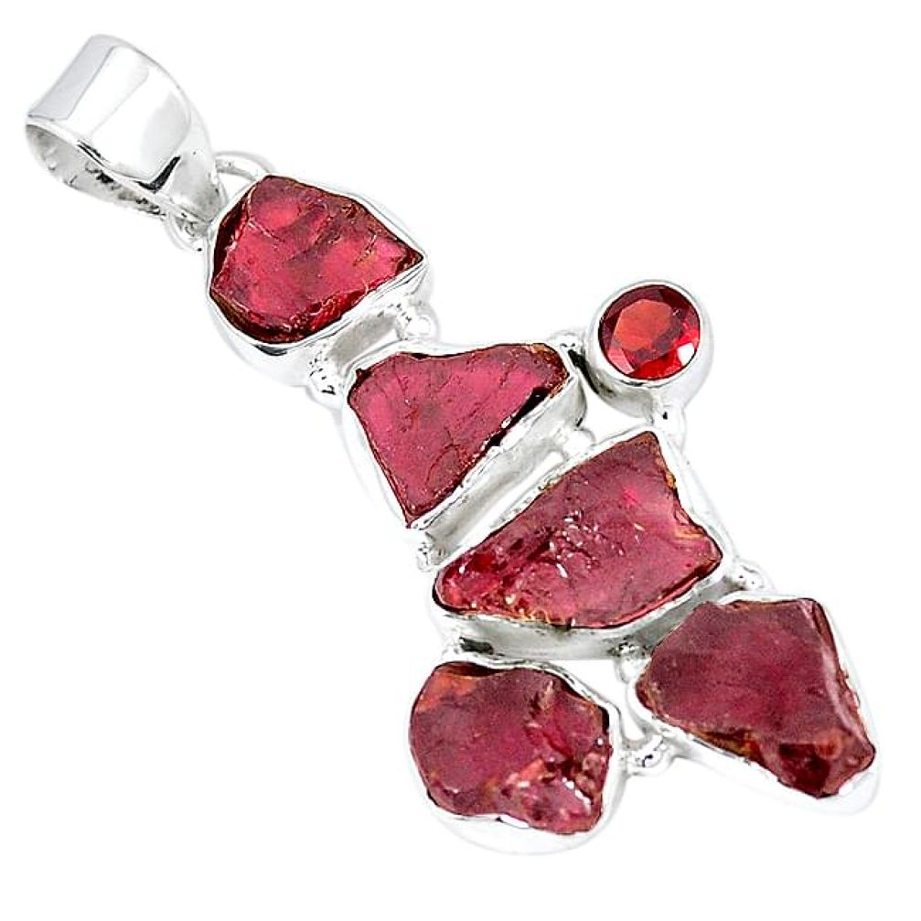 Natural red garnet rough garnet 925 sterling silver pendant k55626