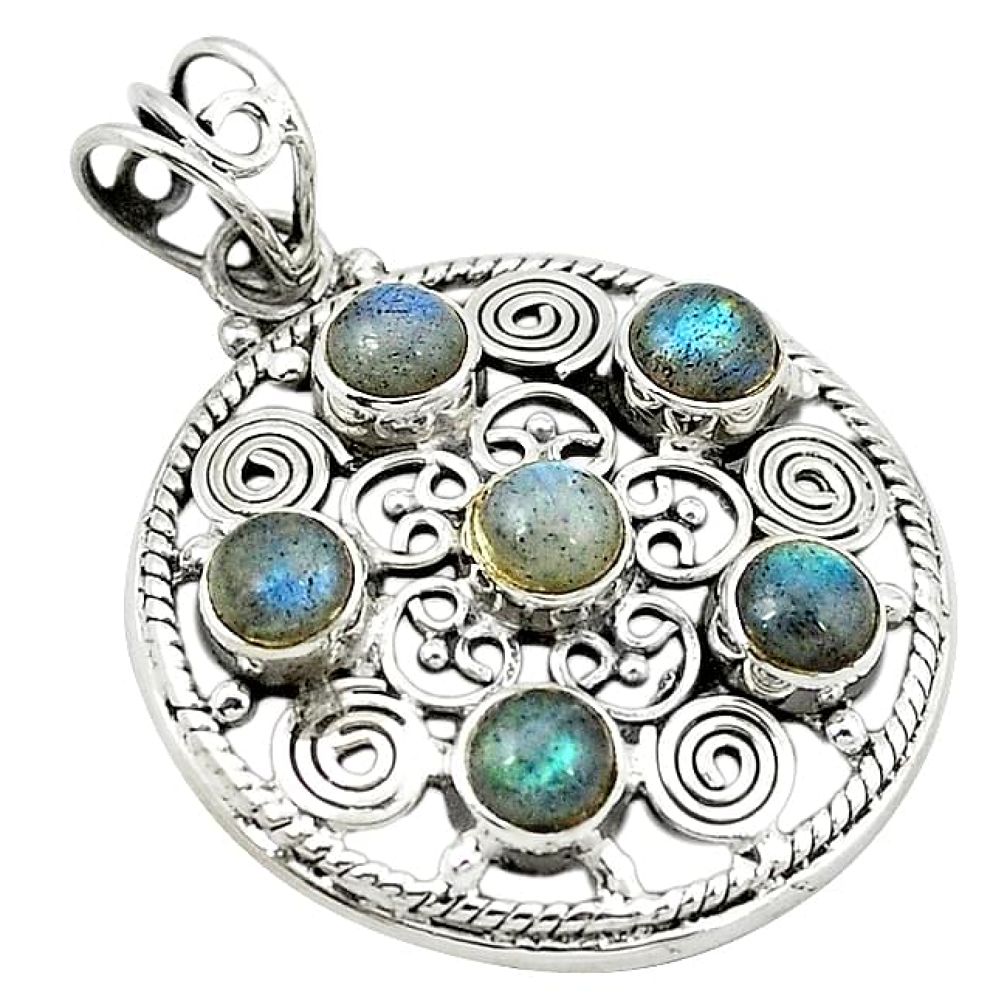 Natural blue labradorite 925 sterling silver pendant jewelry k65058
