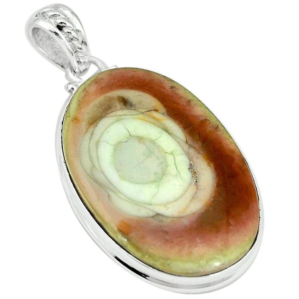 Clearance-Natural brown imperial jasper 925 sterling silver pendant jewelry k69598