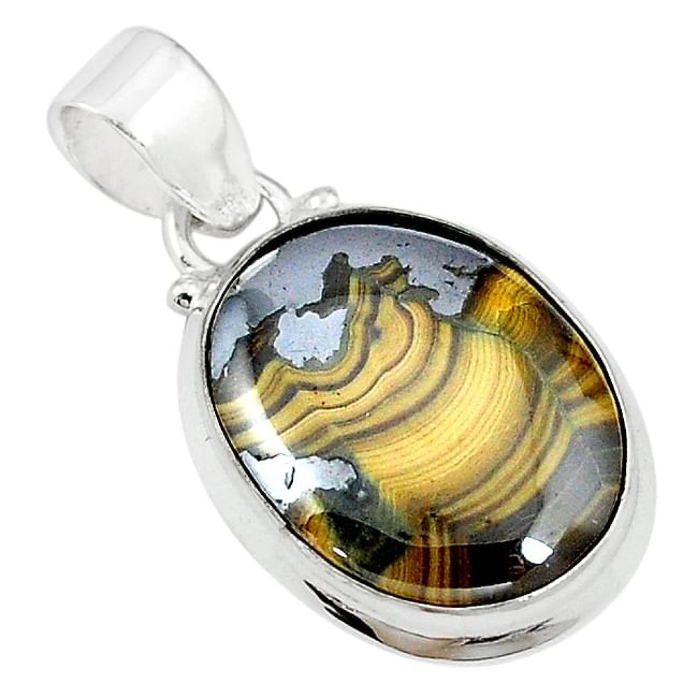 Natural yellow schalenblende polen 925 sterling silver pendant k72007