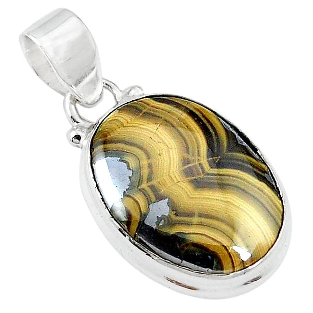 Natural yellow schalenblende polen 925 sterling silver pendant k72014