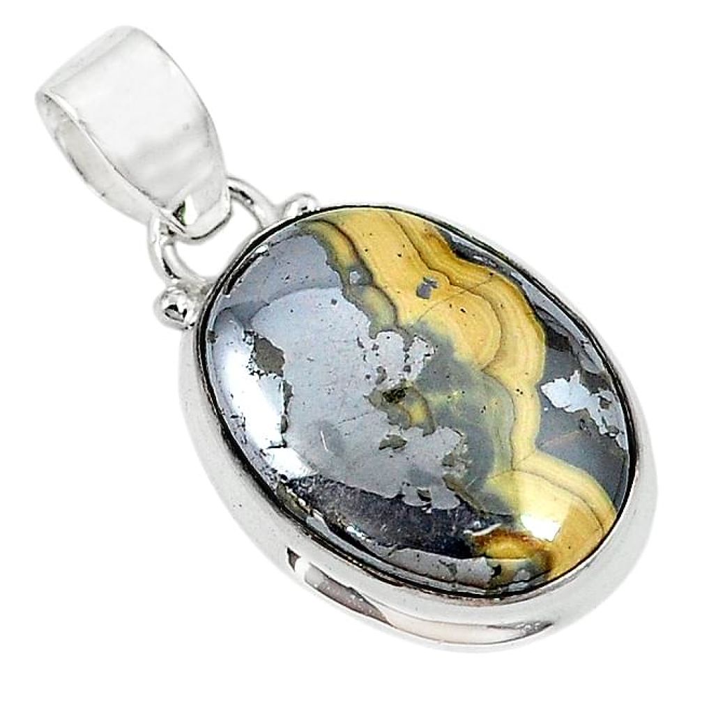925 sterling silver natural yellow schalenblende polen pendant jewelry k72015