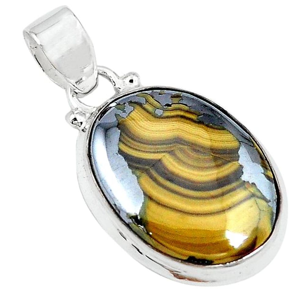 925 sterling silver natural yellow schalenblende polen pendant jewelry k72019