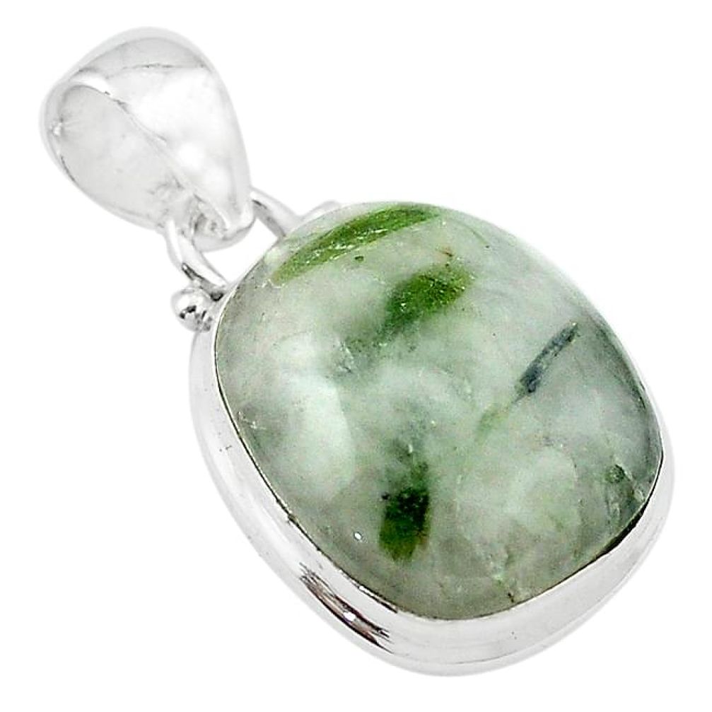 15.08cts natural green tourmaline in quartz 925 sterling silver pendant k72844