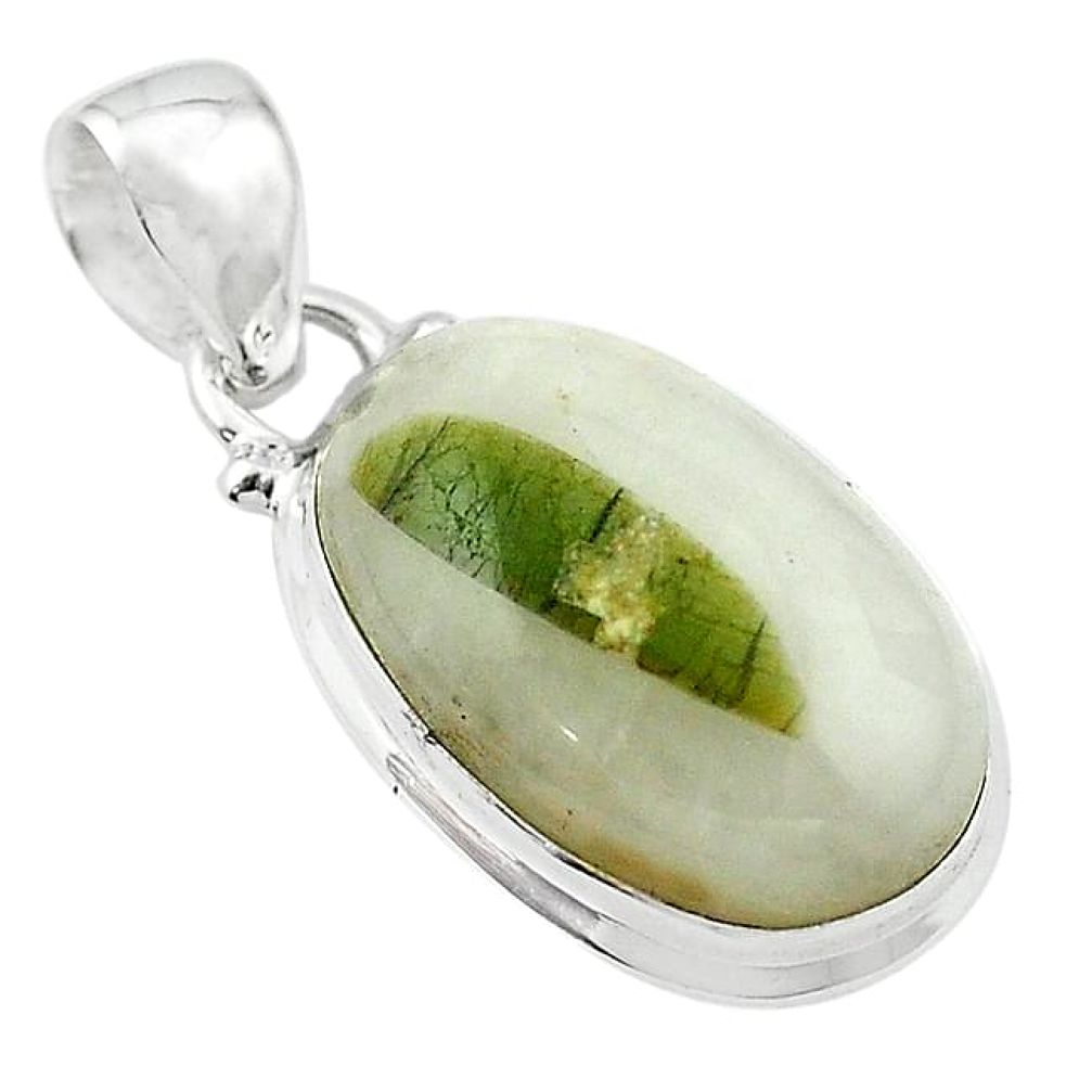 15.07cts natural green tourmaline in quartz 925 sterling silver pendant k72853