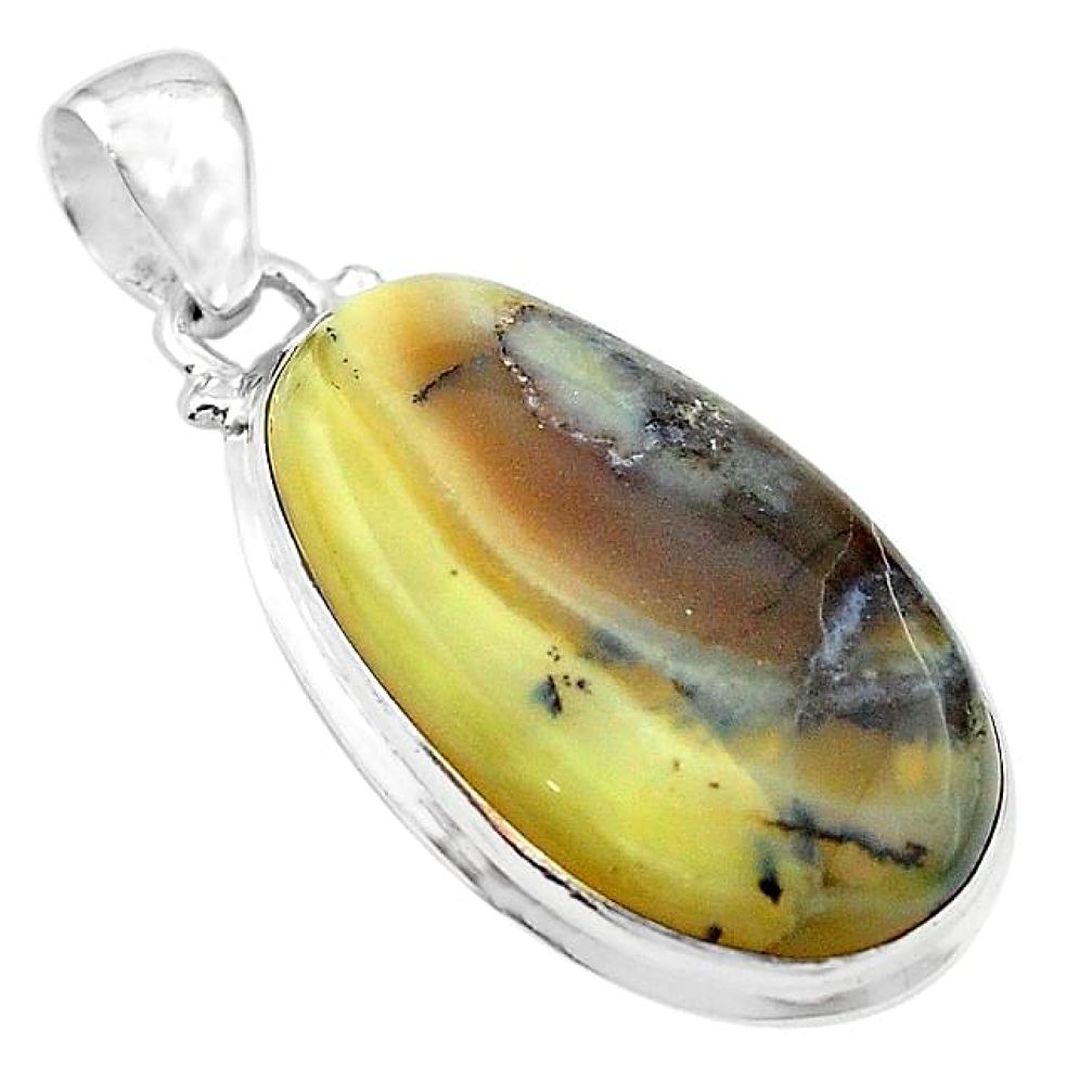 Natural yellow opal fancy 925 sterling silver pendant jewelry k72903