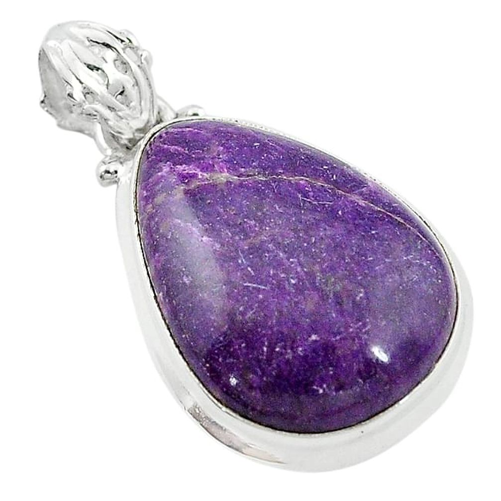 Clearance-16.12cts natural purple stichtite 925 sterling silver pendant jewelry k72925