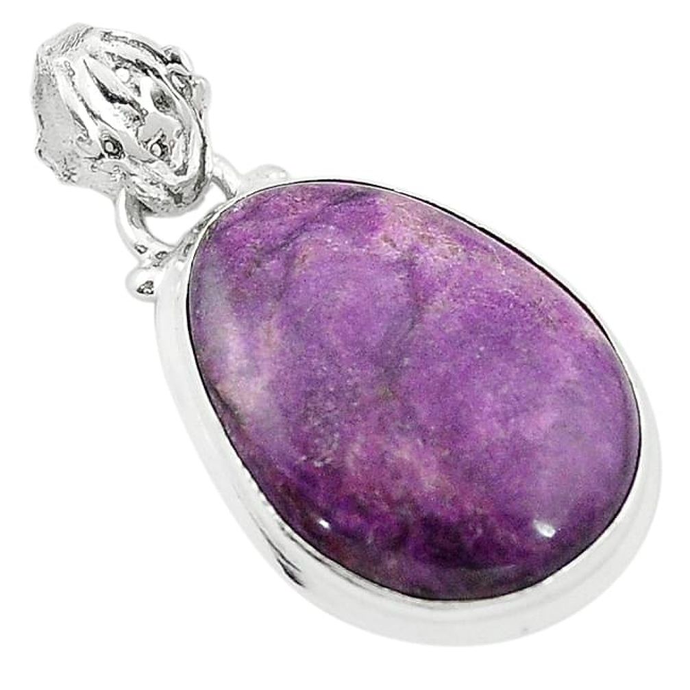 12.07cts natural purple stichtite 925 sterling silver pendant jewelry k72926