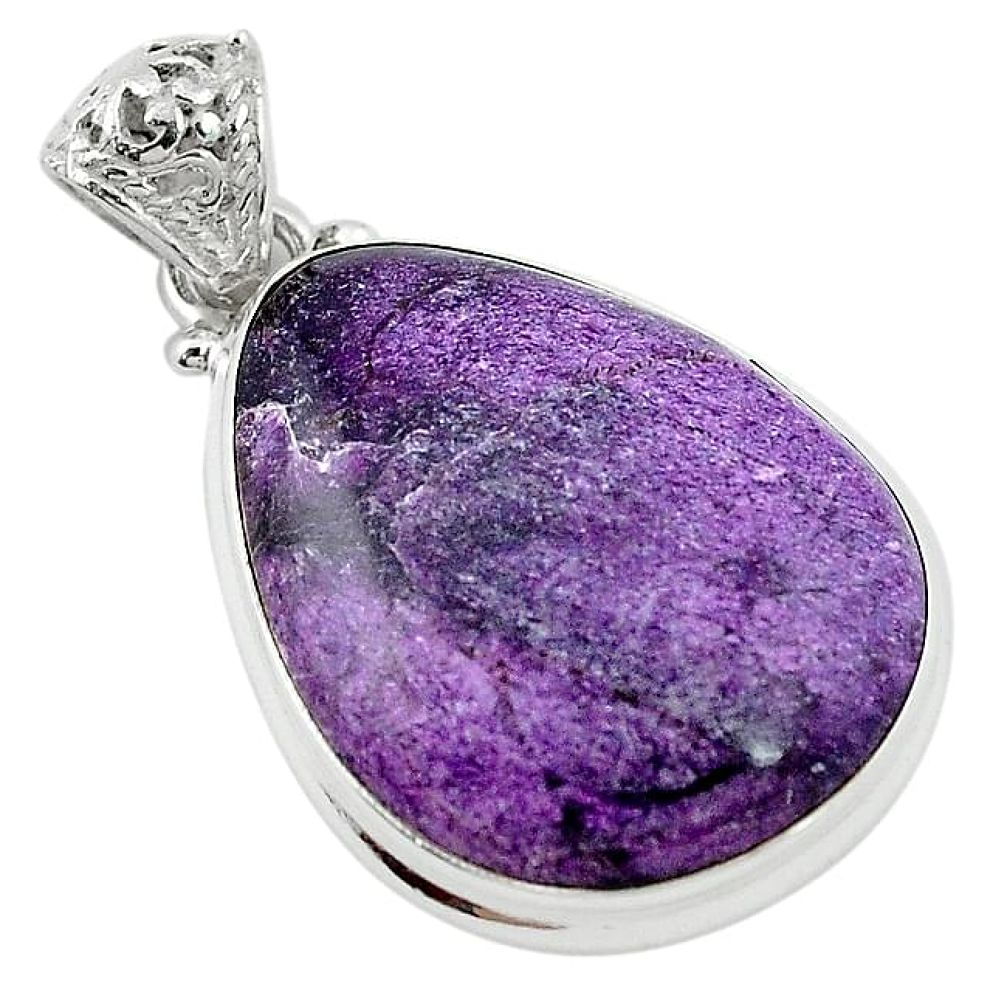 19.68cts natural purple stichtite 925 sterling silver pendant jewelry k72928