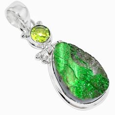 925 silver natural green uvarovite garnet peridot pendant jewelry k72977