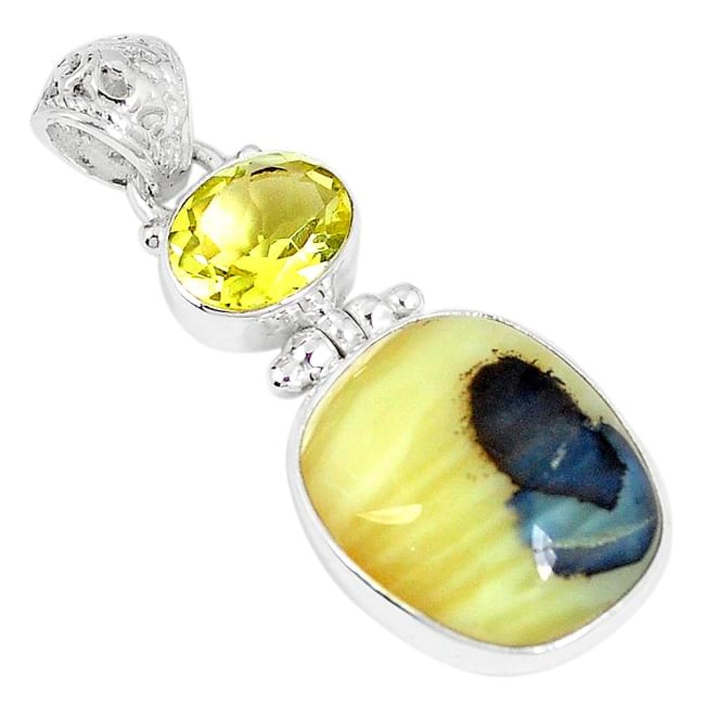 Natural yellow opal topaz 925 sterling silver pendant jewelry k73121