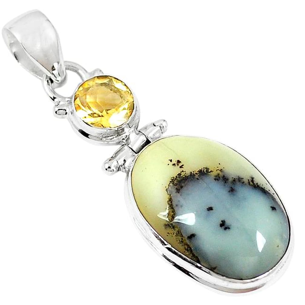 Natural yellow opal citrine 925 sterling silver pendant jewelry k73125