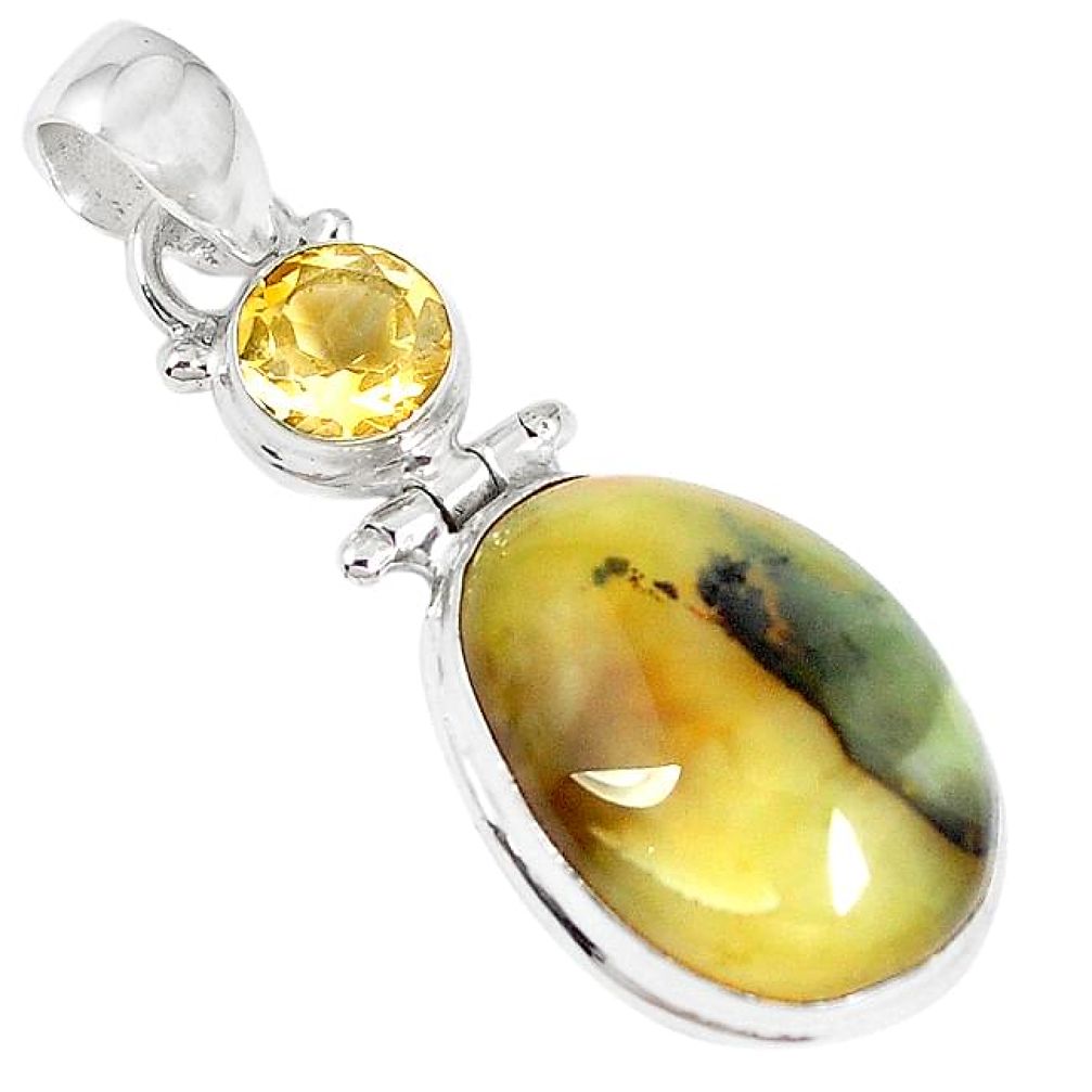 Natural yellow opal citrine 925 sterling silver pendant jewelry k73133